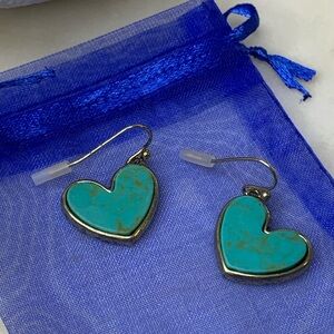 Heart Shaped Natural Turquoise Earrings
